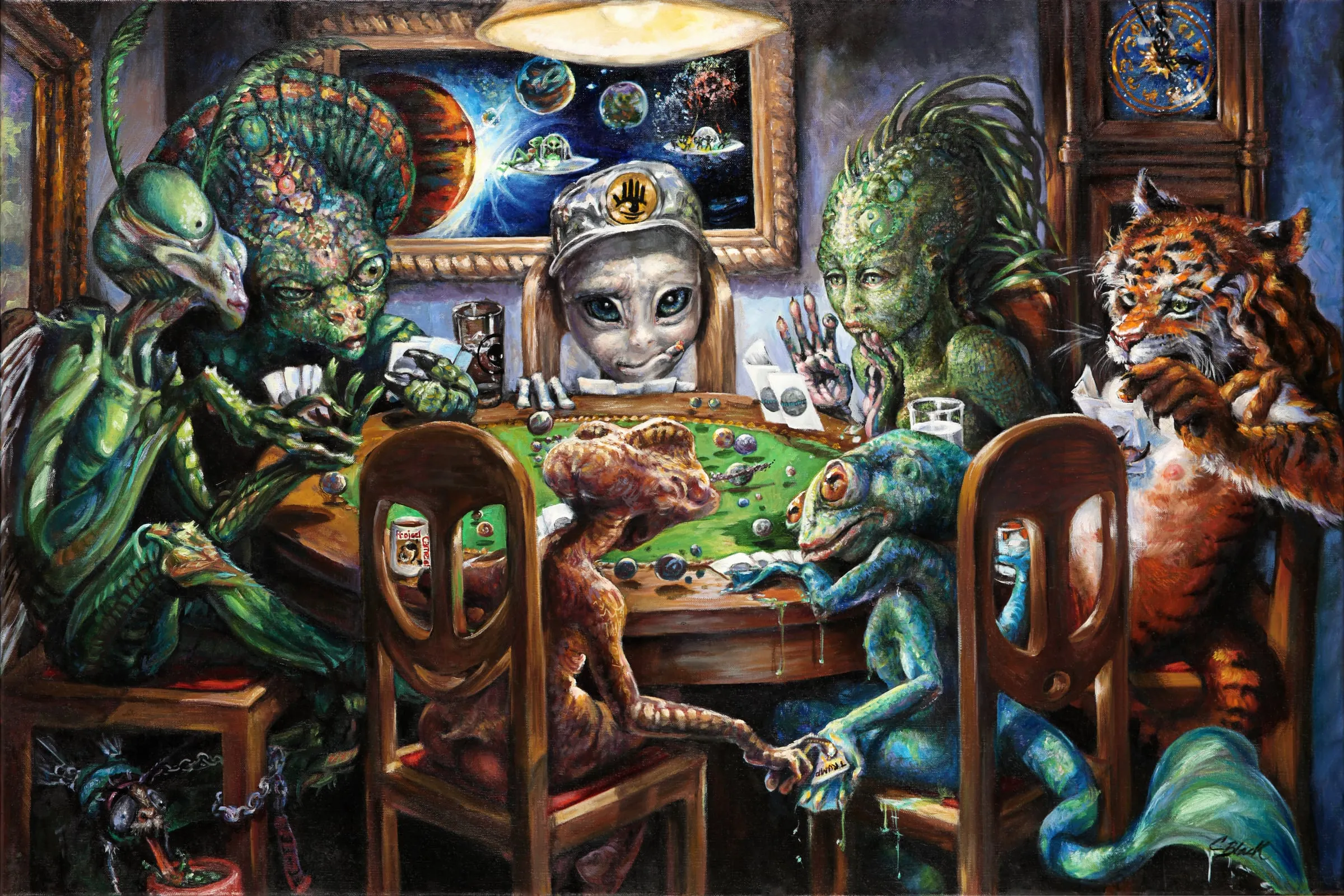 Poker for Planets, oil painting by Colleen Black